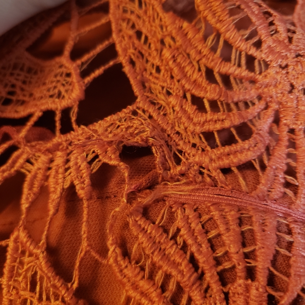 JOA Orange Floral Dress Lace Zip Up - Picture 8 of 8